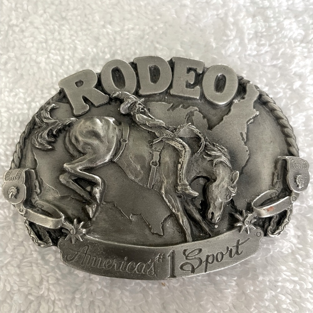 Vintage 1983 Rodeo Pewter Belt Buckle